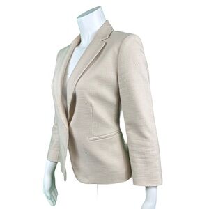 Ann Taylor women’s textured cotton blend cream blazer jacket bracelet sleeve 10P